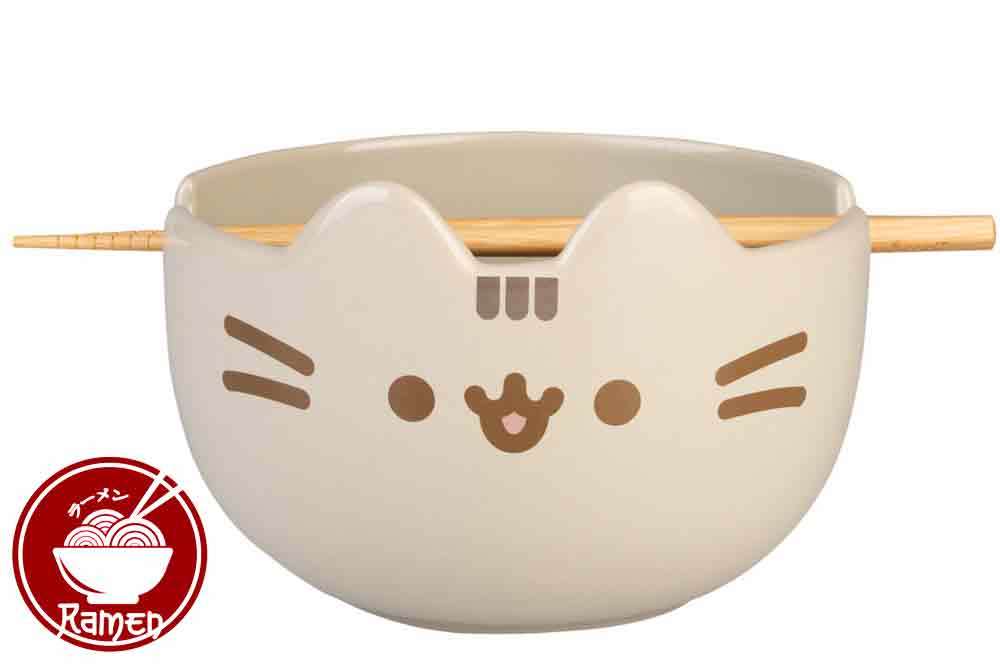 Pusheen Ramen Bowl with Chopsticks