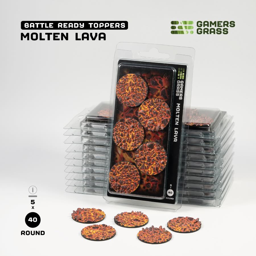 Gamers Grass Battle Ready Toppers - Molten Lava 40mm Round