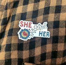 Load image into Gallery viewer, Travelling Man Pronoun Enamel Pin