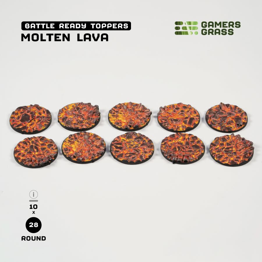 Gamers Grass Battle Ready Toppers - Molten Lava 28mm Round