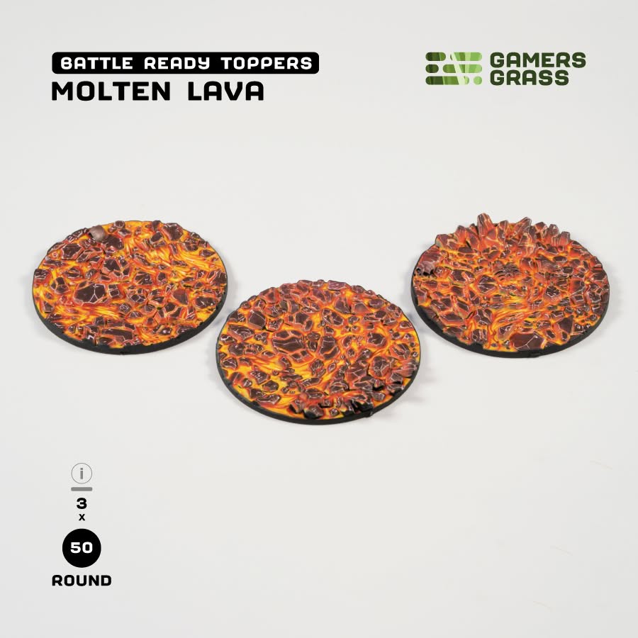 Gamers Grass Battle Ready Toppers - Molten Lava 50mm Round