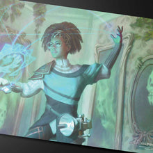 Load image into Gallery viewer, Magic: The Gathering Duskmourn Standard Playmat - Zimone, Mystery Unraveler (Commander)