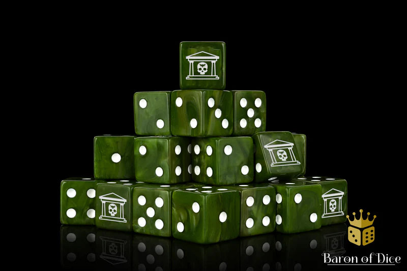 Baron Of Dice Military Gate Green Square Corner 16mm Dice X25