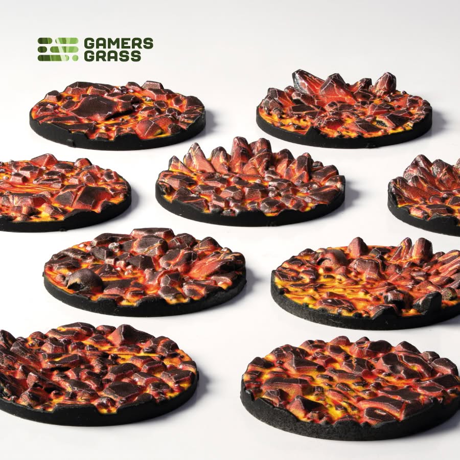 Gamers Grass Battle Ready Toppers - Molten Lava 28mm Round