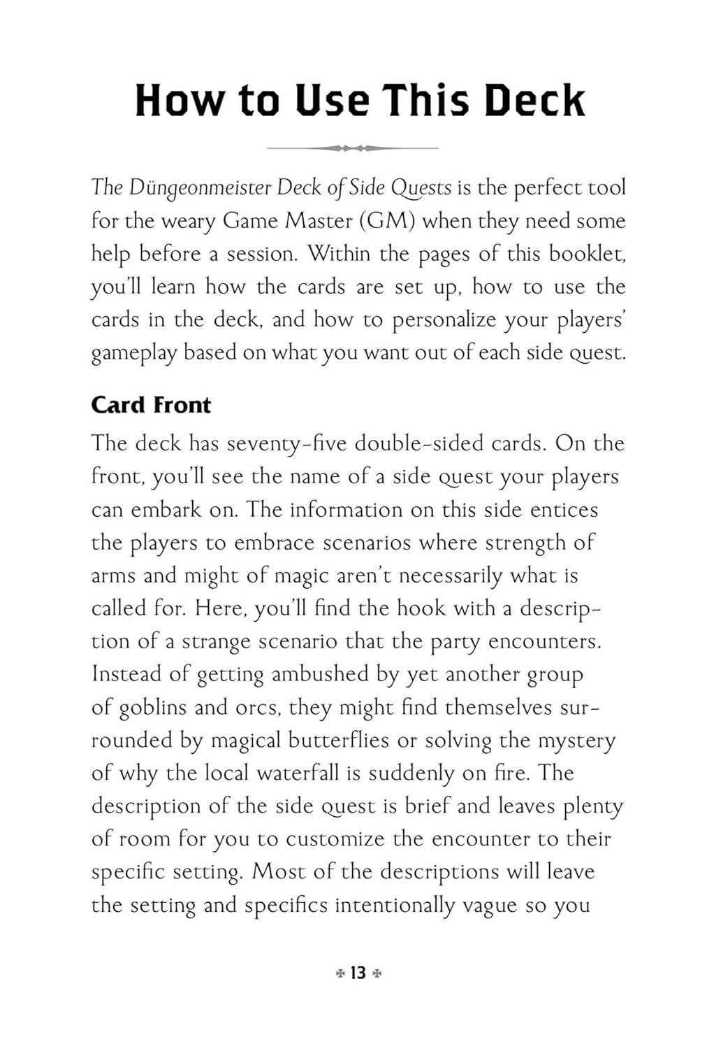 The Düngeonmeister Deck of Side Quests