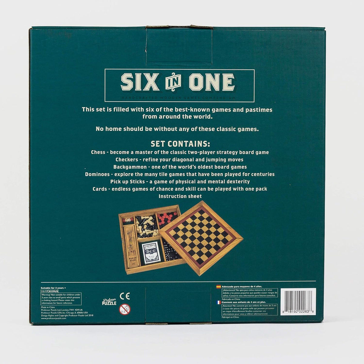 Six in One Wooden Games Compendium Travelling Man UK