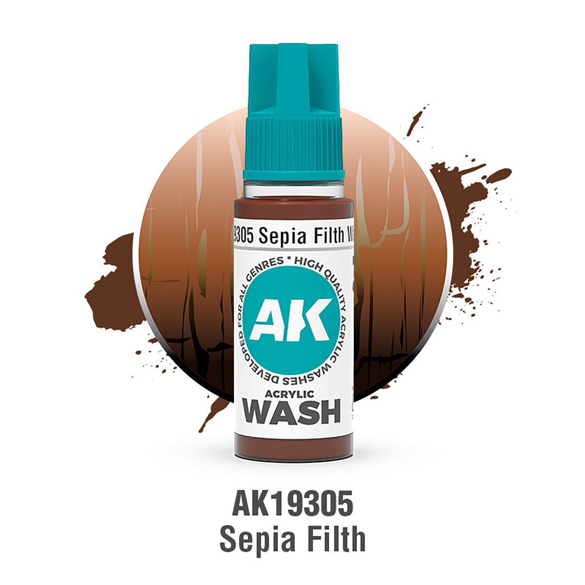 AK Interactive Acrylic Wash - Sepia Filth