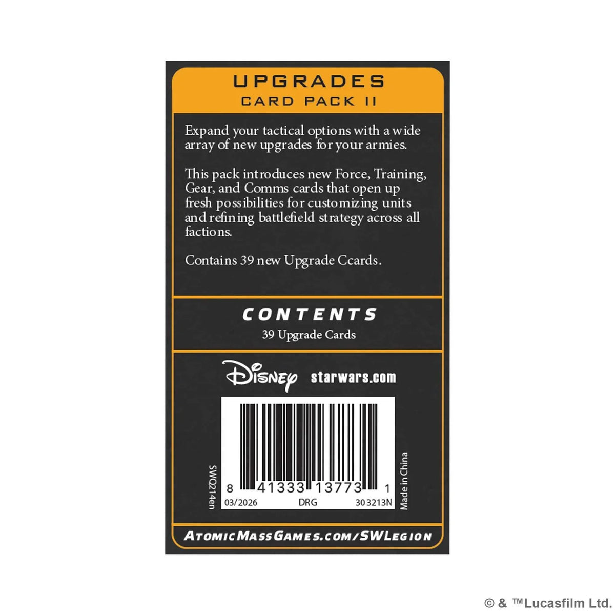 Star Wars Legion Upgrades Card Pack II