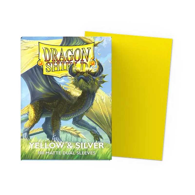 Dragon Shield Matte Dual Sleeves Standard Size - Yellow & Silver (100)