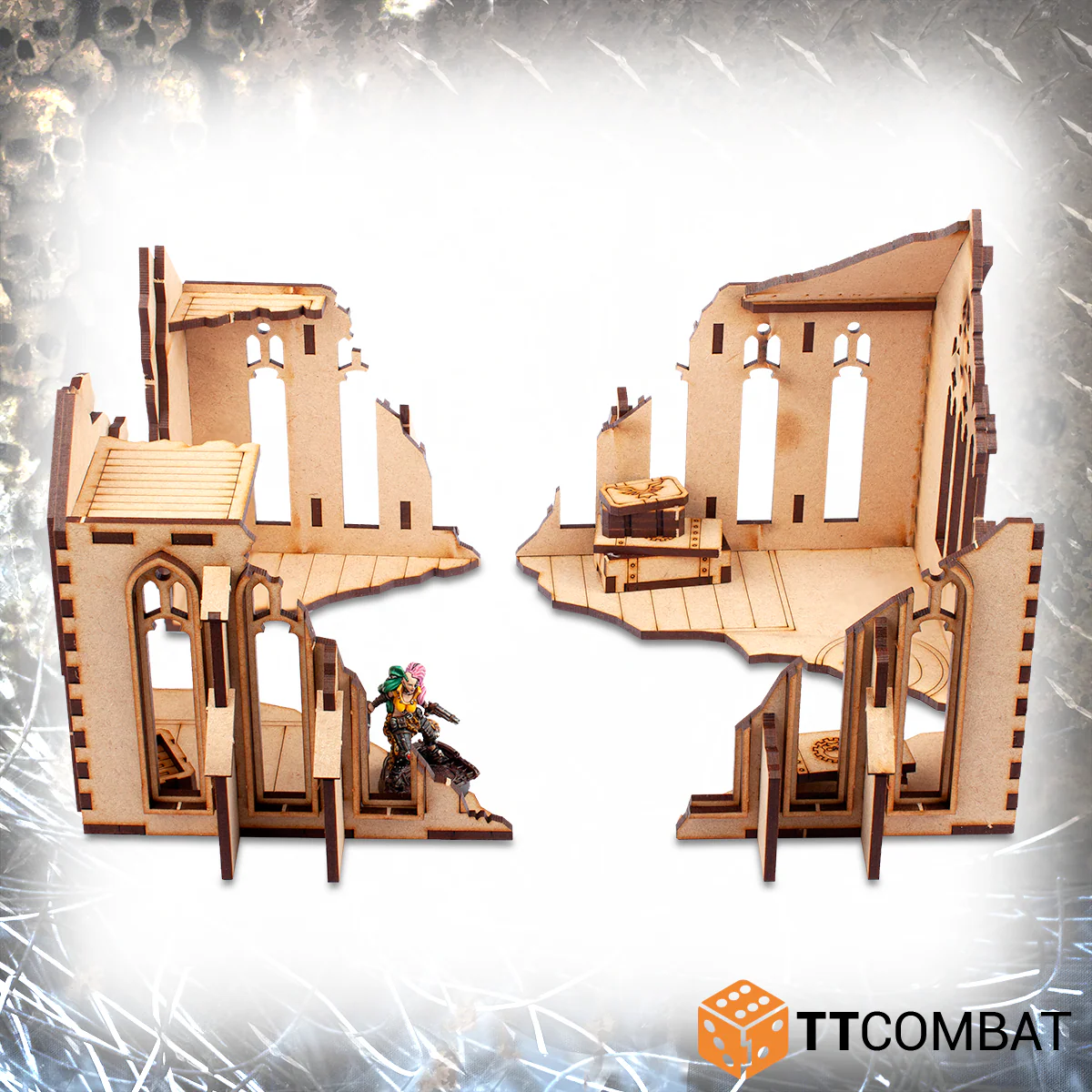 TTCombat Tabletop Scenics - Sci-fi Gothic Chapel Corner Ruins