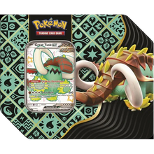 Load image into Gallery viewer, Pokemon TCG Scarlet & Violet Paldean Fates 5-Booster Tin Great Tusk/Iron Treads/Charizard