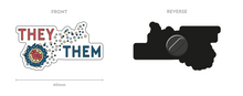Load image into Gallery viewer, Travelling Man Pronoun Enamel Pin