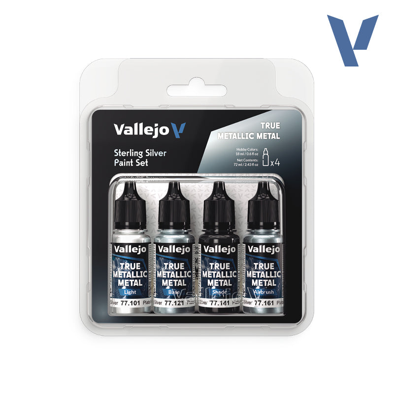 Vallejo True Metallic Metal Paint Set Sterling Silver