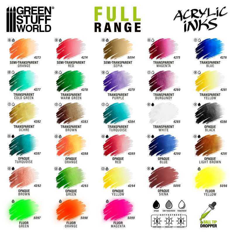Green Stuff World Acrylic Inks Set Transparent Shades