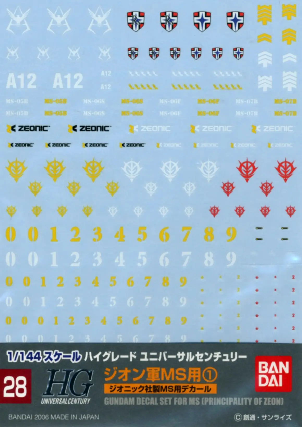 Gundam Decal 28 HGUC Zeon MS 1