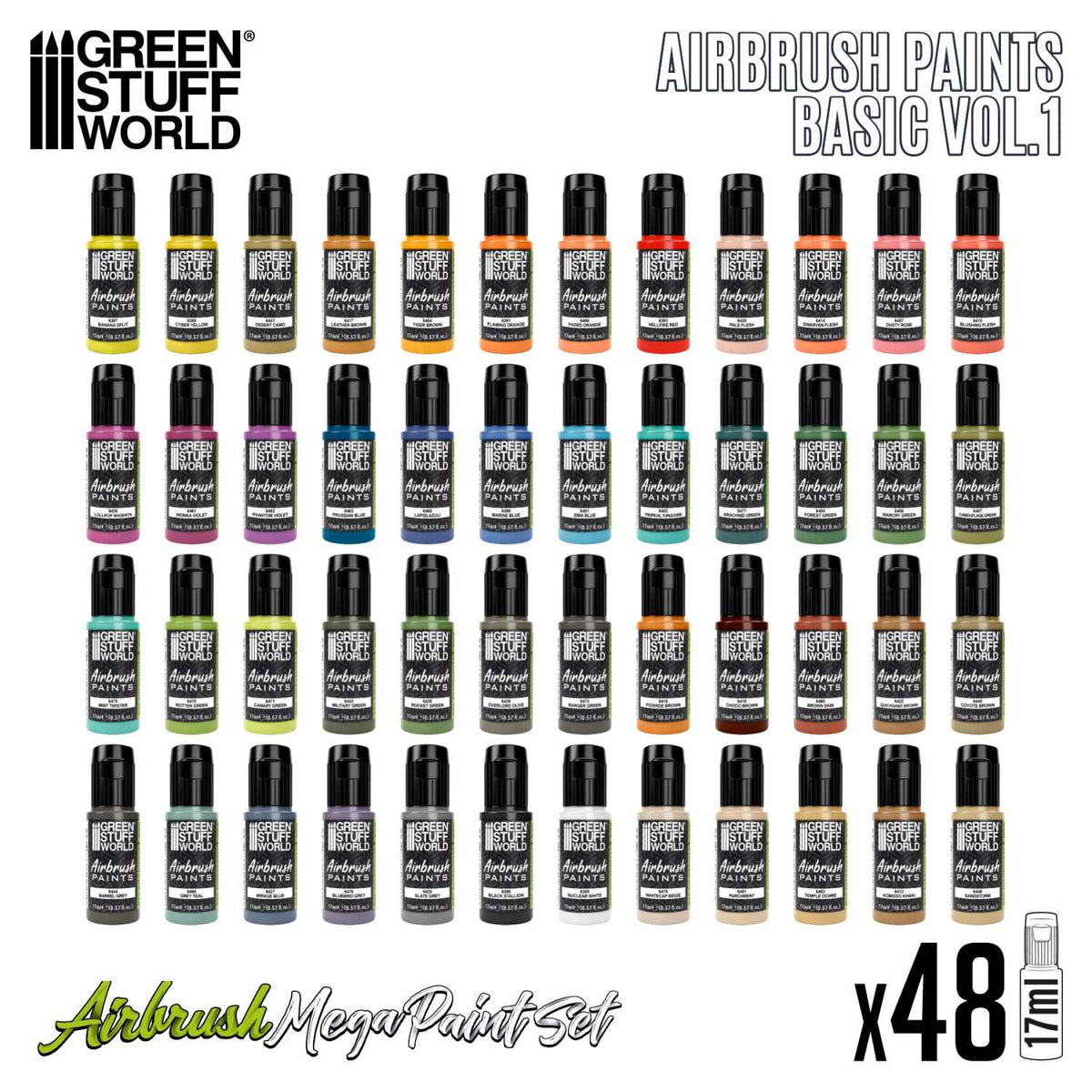 Green Stuff World Basic Mega Airbrush Paint Set Vol. 1.0