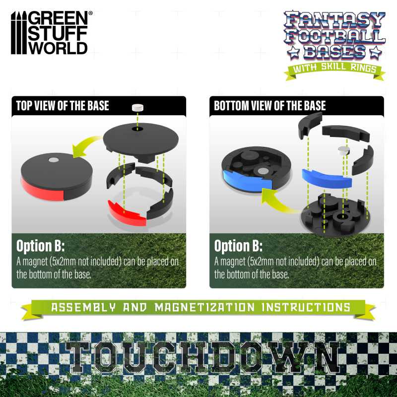 Green Stuff World Compatible Blood Bowl Bases 32mm With Skill Rings