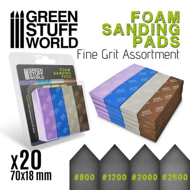 Green Stuff World Foam Sanding Pads Fine Grit Assortment x20