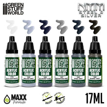 Load image into Gallery viewer, Green Stuff World Paint Set NMM Steel And Silver