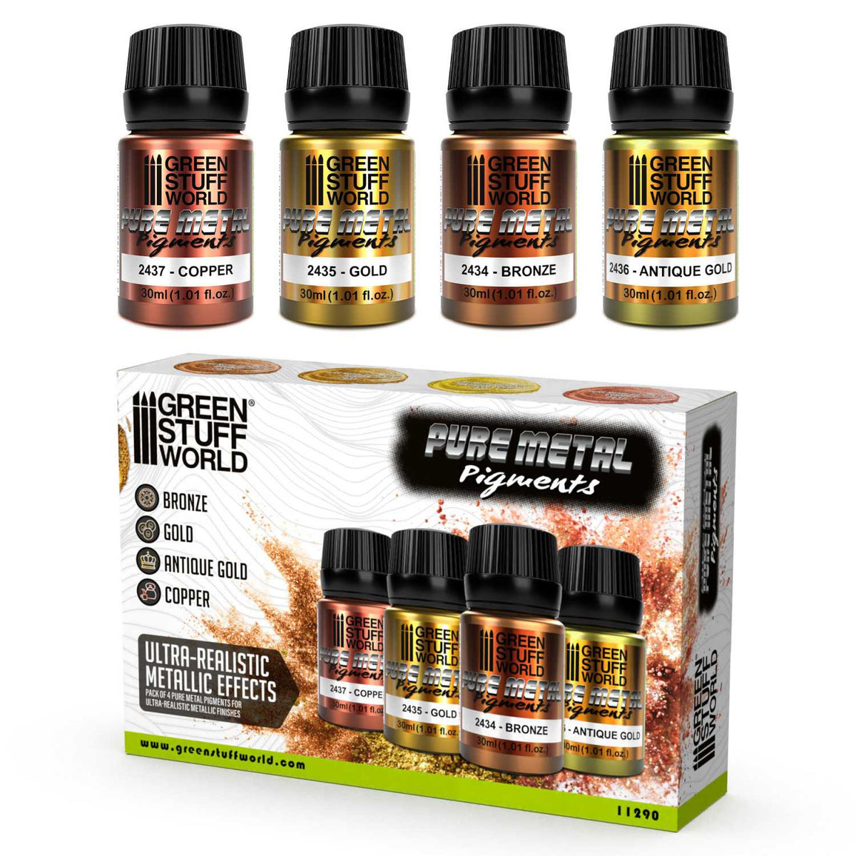Green Stuff World Metallic Pigments Set 30ml