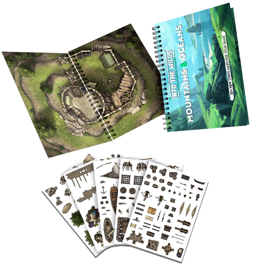 Into the Wilds Battlemap Book Volume 1: Mountains & Oceans
