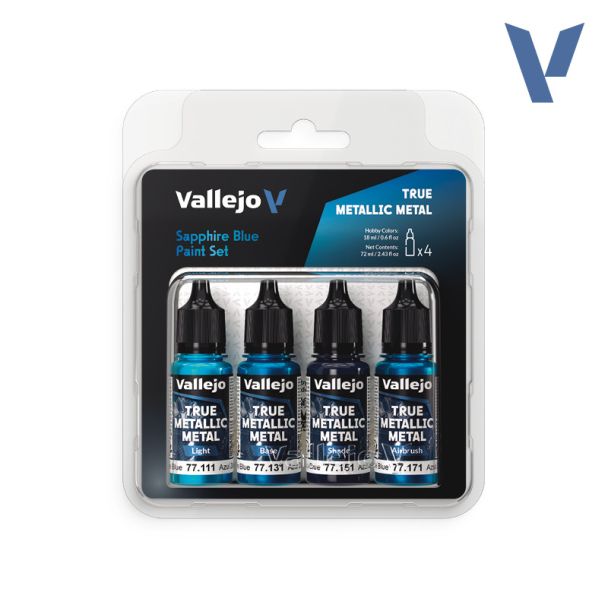 Vallejo True Metallic Metal Paint Set Sapphire Blue