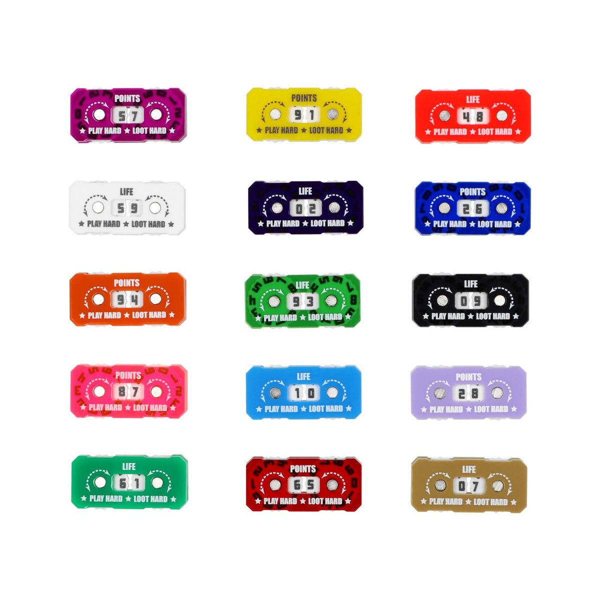 Epic Loot Box Trackers: 20x41mm Range 0-99 - Random Colours (5 pack)