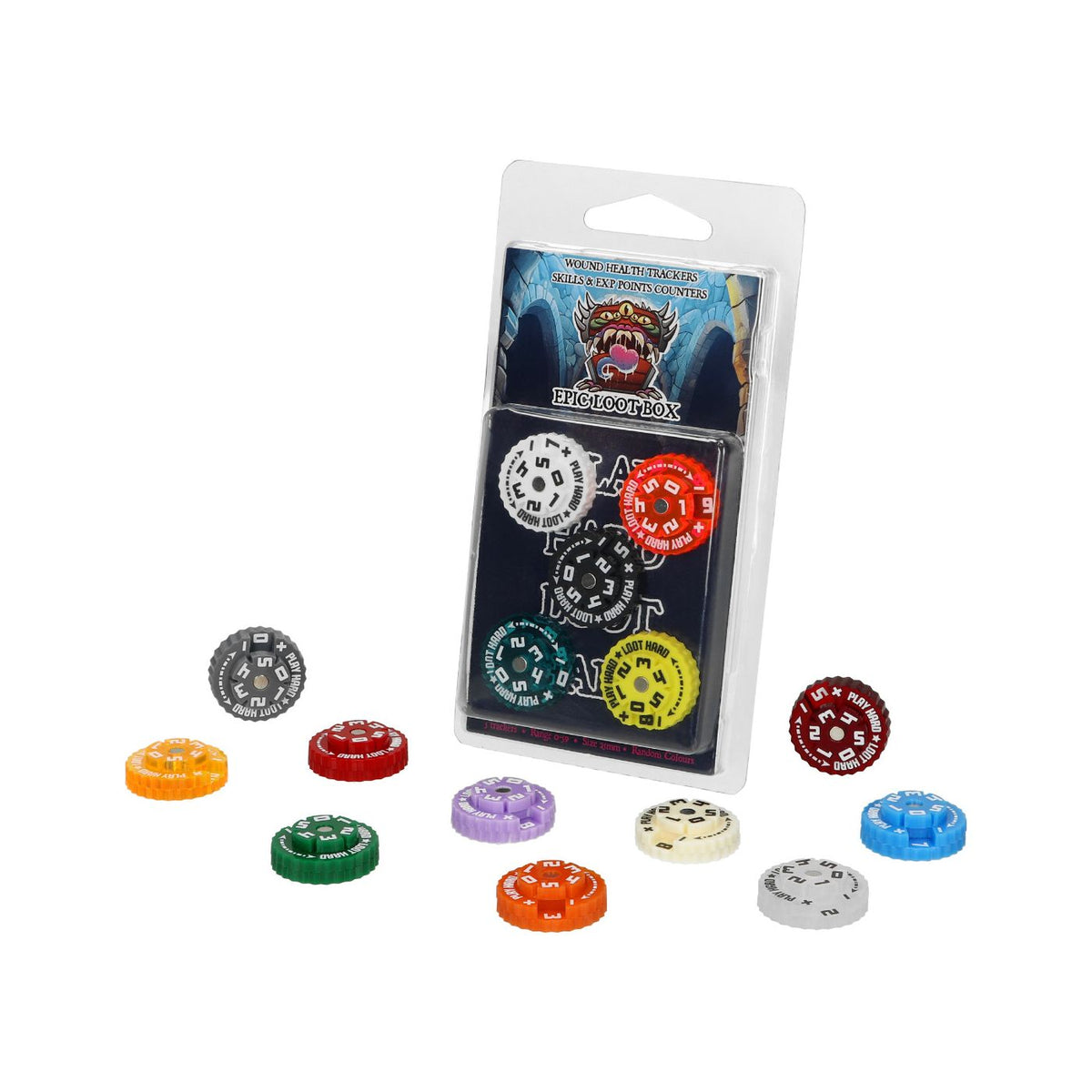 Epic Loot Box Trackers: 25mm Range 0-59 - Random Colours (5 pack)