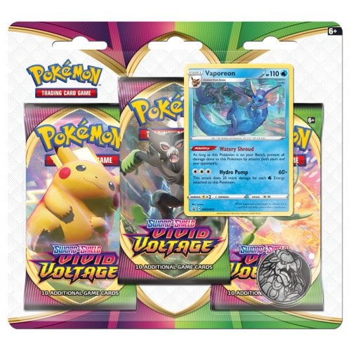 Pokemon TCG Sword & Shield Vivid Voltage 3-Pack Booster Blister Travelling Man UK Pokemon TCG Sword & Shield Vivid Voltage 3-Pack Booster Blister Travelling Man UK