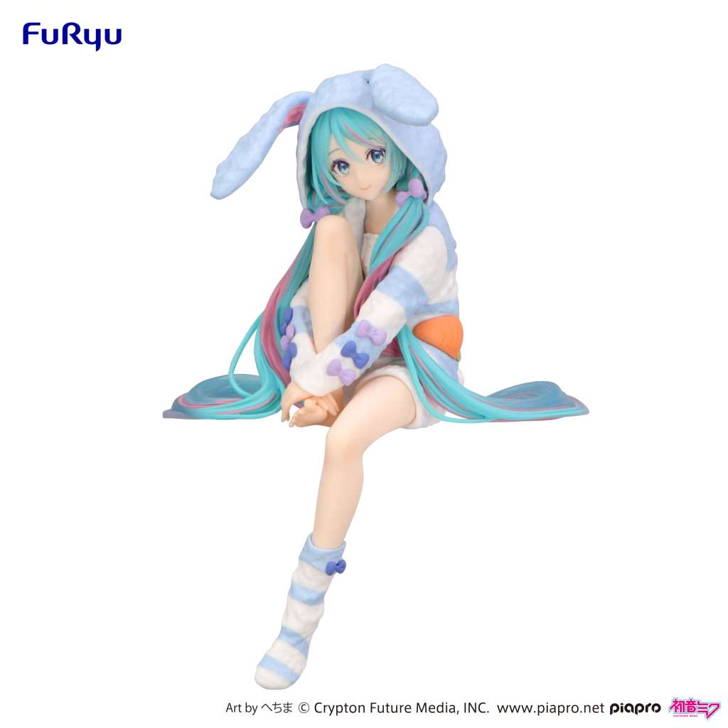 Hatsune Miku Noodle Stopper Figure - Rabbit Ear Hood Pajama Blue Ver.