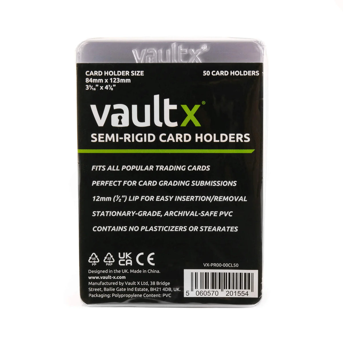 VaultX Semi-Rigid Card Holders 50 Pack