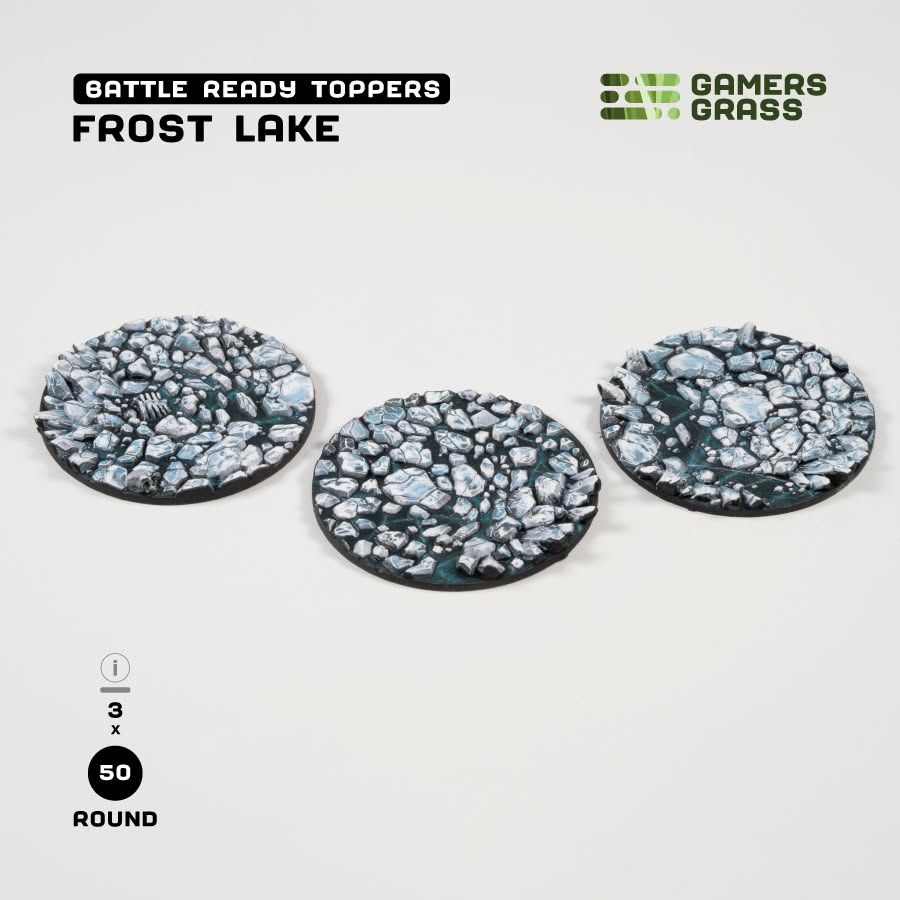 Gamers Grass Battle Ready Toppers - Frost Lake 50mm Round