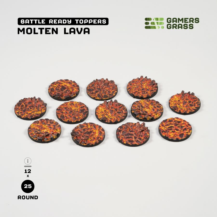 Gamers Grass Battle Ready Toppers - Molten Lava 25mm Round