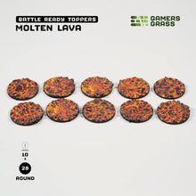 Load image into Gallery viewer, Gamers Grass Battle Ready Toppers - Molten Lava 28mm Round