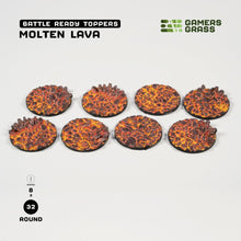 Load image into Gallery viewer, Gamers Grass Battle Ready Toppers - Molten Lava 32mm Round