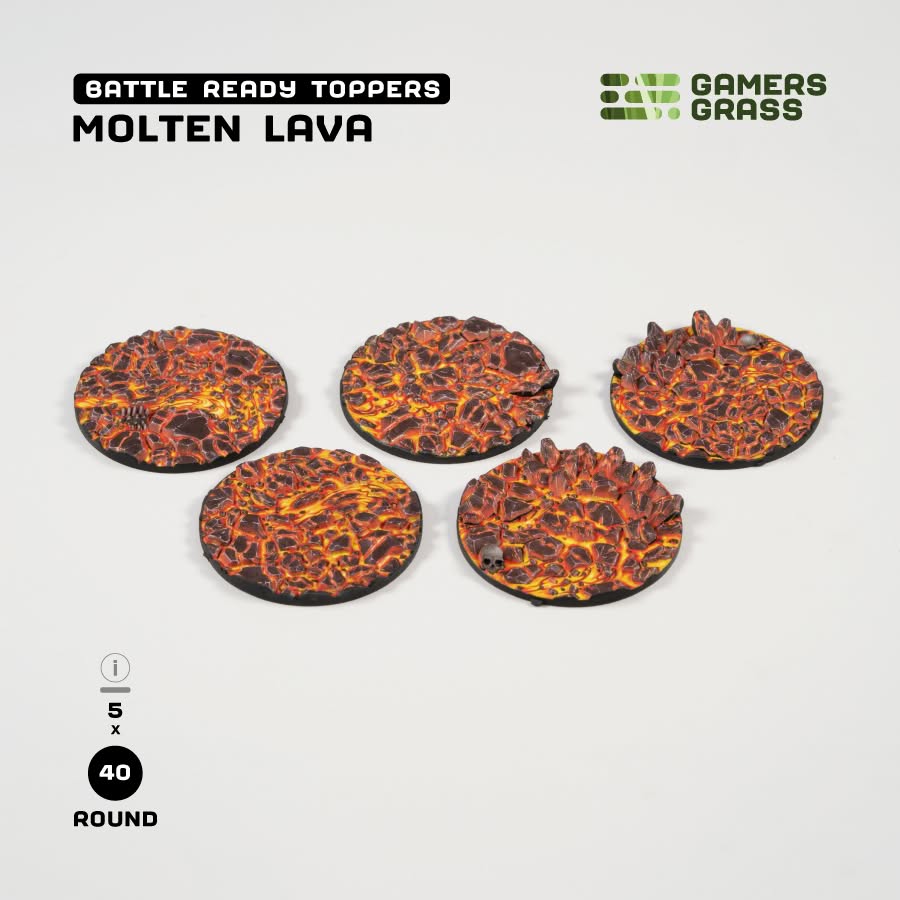 Gamers Grass Battle Ready Toppers - Molten Lava 40mm Round