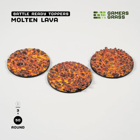 Gamers Grass Battle Ready Toppers - Molten Lava 50mm Round