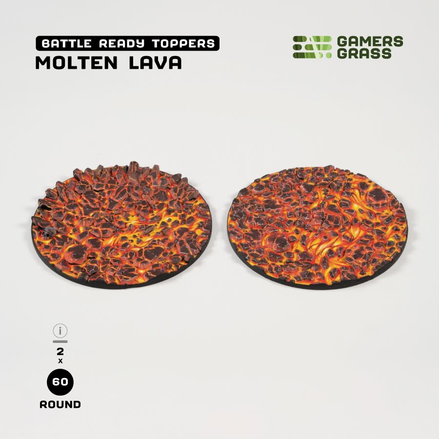 Gamers Grass Battle Ready Toppers - Molten Lava 60mm Round
