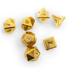 Load image into Gallery viewer, D&amp;D Heavy Metal 50th Anniversary 7 RPG Dice Set