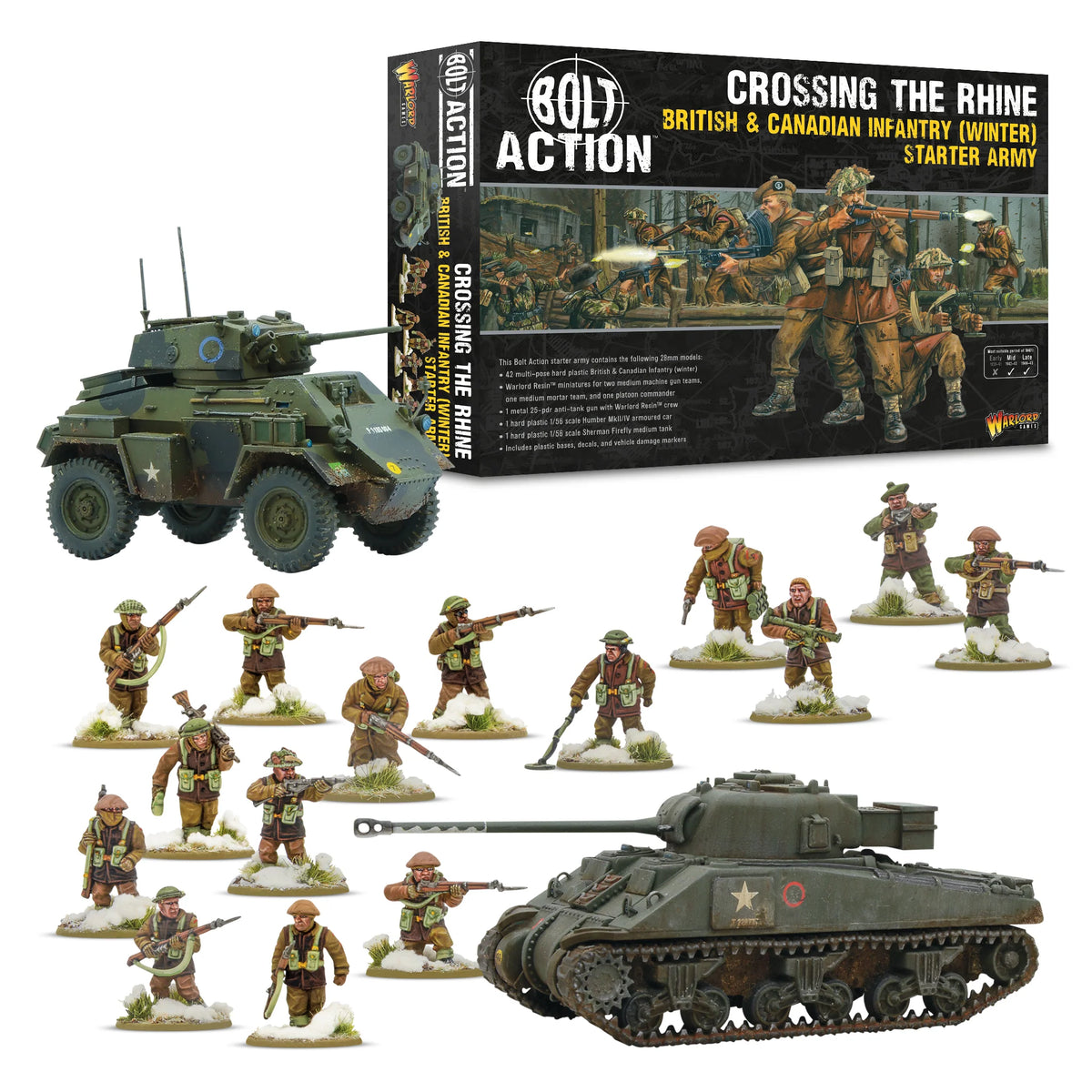 Bolt Action Crossing the Rhine British & Canadian Infantry Winter Starter Army