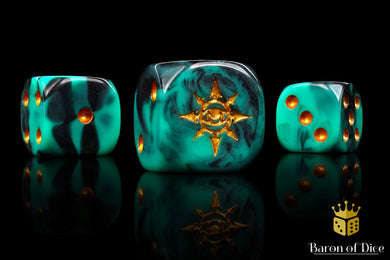 Baron Of Dice Eye Of Chaos Aquamarine Round Corner 16mm Dice X25
