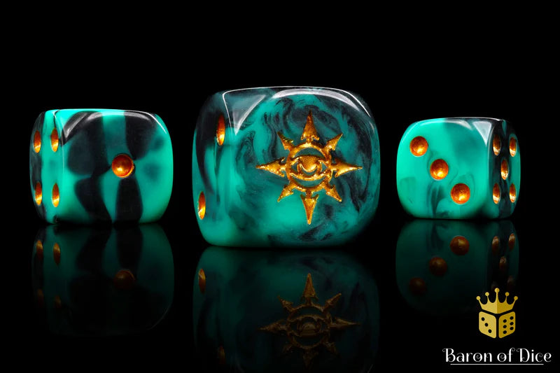 Baron Of Dice Eye Of Chaos Aquamarine Round Corner 16mm Dice X25