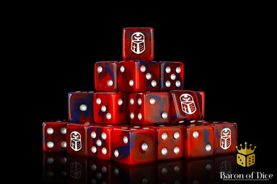 Baron Of Dice Imperial Helm Red Square Corner 16mm Dice X25