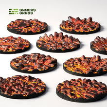 Load image into Gallery viewer, Gamers Grass Battle Ready Toppers - Molten Lava 28mm Round