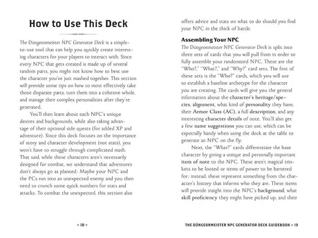 The Düngeonmeister NPC Generator Deck
