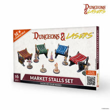 Load image into Gallery viewer, Dungeons &amp; Lasers Miniatures Market Stalls Set