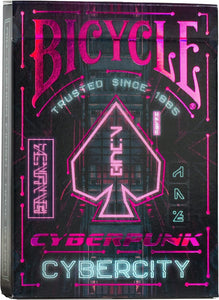 Fahrrad-Cyberpunk-Cybercity-Spielkarten