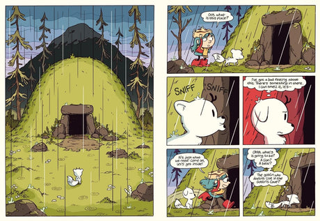 Hilda and Twig Hide from the Rain