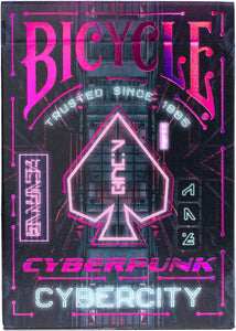 Fahrrad-Cyberpunk-Cybercity-Spielkarten