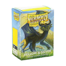 Load image into Gallery viewer, Dragon Shield Matte Dual Sleeves Standard Size - Yellow &amp; Silver (100)